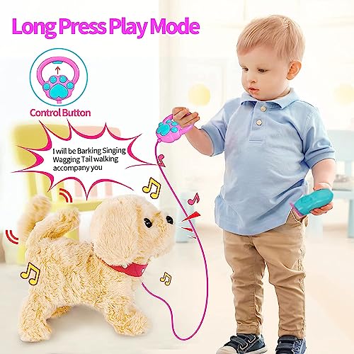 HULASO Toy Dog Kids Pet Dog Toy Girls Boys Interactive Plush Toy with Walking, Barking, Tail Wagging, Singing, and Repeat What You Say Function