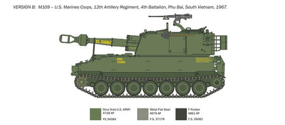 Italeri 6589 6589S 1:35 M-109/A2-A3G Howitzer - realistic replica model kit, plastic construction kit, hobby, glue, unassembled, unpainted, green (IT6589)