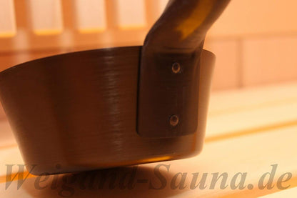 Rento Design Sauna Ladle - aluminum with eco-friendly heat-treated bamboo handle, tar brown anthracite.
