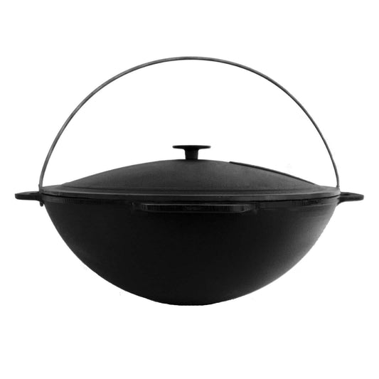 Ø40 Uchag 2mm steel Utschak with draw tube Utschag camping stove 12L cast iron Kazan with cast iron lid Kasan fire pit field kitchen