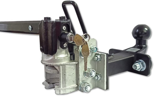 Folding and lockable 250 mm hook extension for bike rack including plug-in coupling for any type of trailer hitch.