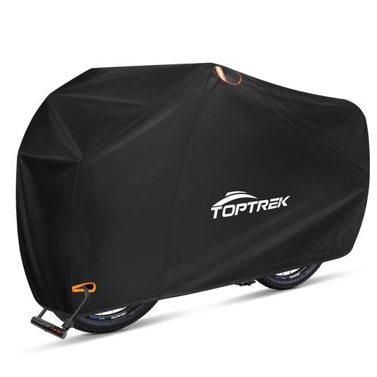 Toptrek bike cover waterproof, bike garage 420D high quality Oxford fabric, rain protection for all weather conditions, bike protective cover with bag, bike tarp 200×110×70cm.