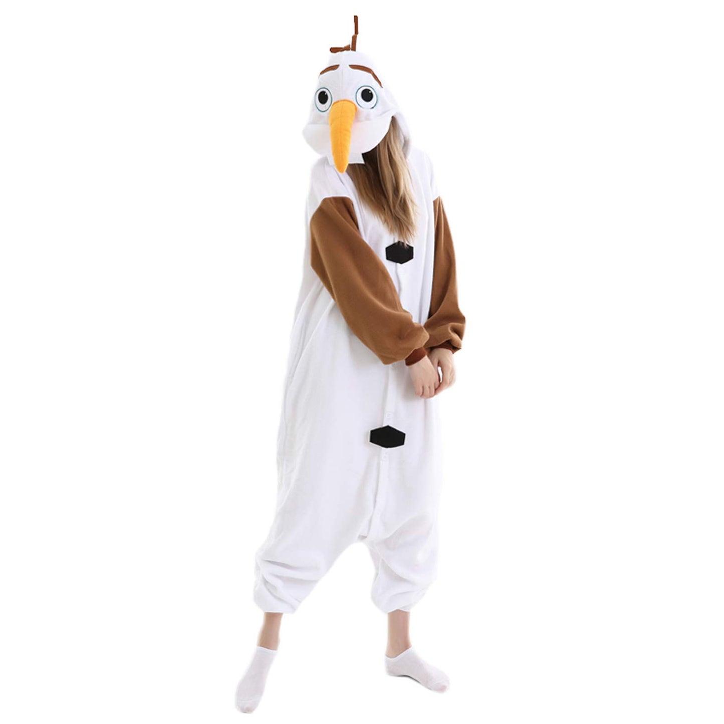 LorranTree Relax Olaf Onesie Costume Adult Women's Pajama Fasching Halloween Sleepwear Cosplay Jumpsuit Animal Carnival Olaf-S