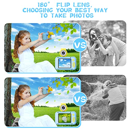ARNSSIEN Kids Camera - Selfie Digital Camera for 3-10 year old girls and boys, 2.4in display, 180° flip lens, gift and toy.