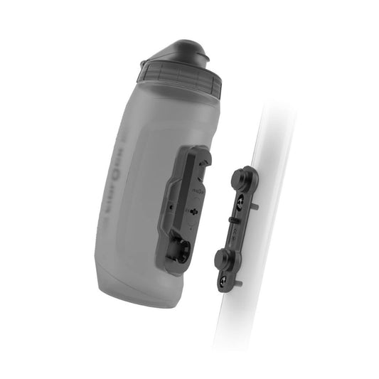 Fidlock TWIST bottle 590 + bike base - 590 ml bike water bottle with magnetic-mechanical bottle holder system, incl. holder, BPA-free & dishwasher safe, color Smoke