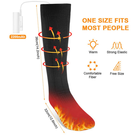 Flintonic Heated Socks, Rechargeable Heated Socks for Men and Women, Foot Warmer Heating Socks with 3 Adjustable Temperatures, 2200mAH Electric Foot Warmer Warm Socks for Skiing Outdoor.