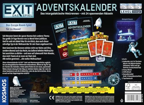 KOSMOS 684488 EXIT - The Game - Advent Calendar: The intergalactic race, with 24 exciting puzzles for ages 10 and up, an Escape Room game for Christmas.