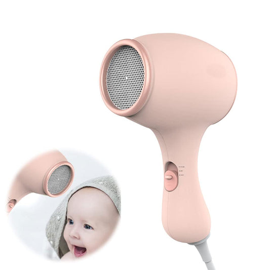 Lotvic children's hair dryer, 550W mini hair dryer for girls, hair dryer for kids, kids hair dryer with 3 temperatures, travel hair dryer for children, cute mini hairdryer, lightweight and durable, soft touch casing (pink)