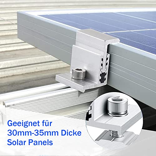 Warmfei Solar Panel Mounting Bracket System, PV Module Mounting with 230MM Aluminum Profile and Adjustable Clamp for 4X Solar Module 30-35mm Thickness, Solar Panel Mounting for Metal Roof Flat Roof Trapezoidal Sheet