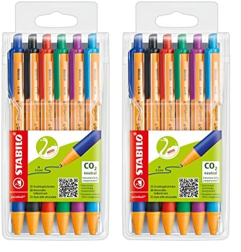 Ballpoint pen - STABILO pointball - 2x 6-pack - with 6 different colors