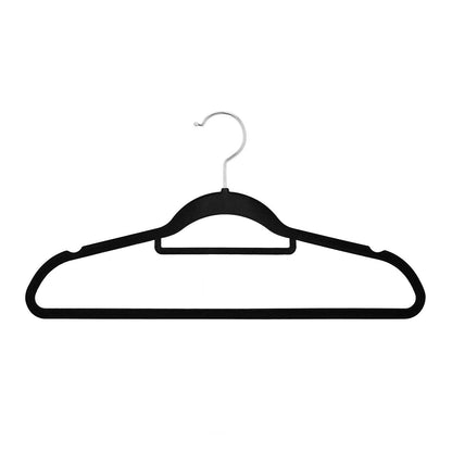 Juskys Velvet Hangers 50-piece Set - nonslip, slim, space-saving - flocked velvet hangers - swivel hooks - 50 Black Hangers