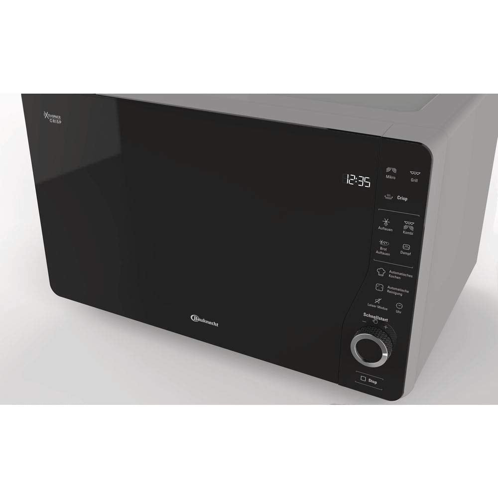 Bauknecht ExtraSpace Crisp MW 427 SL/Combination Grill and Microwave/Maximum Flexibility-No Turntable/800 W/25 L Capacity/Grill 1000 W/Crisp Function/Steam Cooking Function/AutoClean, Silver