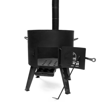 12L Kazan with Ø40 Uchag Utschak with chimney Utschag 2mm steel boiler with cast iron lid Kasan fireplace field kitchen.