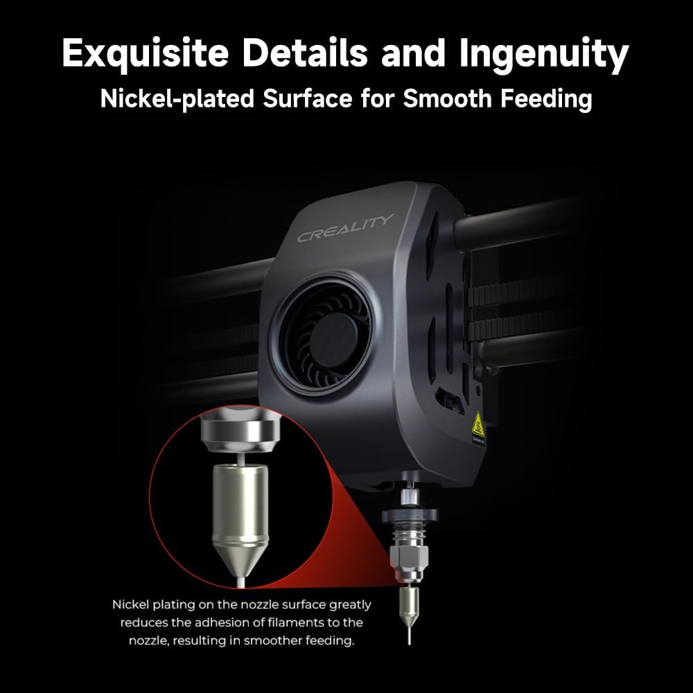Creality Official K1 Max Nozzle Kit includes 4PCS of upgraded bimetallic copper alloy and hardened steel material, compatible with Creality K1/K1 Max 3D printers.