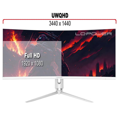 LC-POWER LC-M34-Q-C-PRO 34 inch Ultra WQHD Gaming Curved Monitor 3440x1440, 165Hz, HDR10, 1ms, 1500R, FreeSync, USB-Hub, KVM-Switch