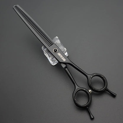 7.0 inch Professional Dog Grooming Scissors Set Straight & Thinning & Curved & Chunker & Comb 5 pieces in 1 set for left-handed & right-handed black