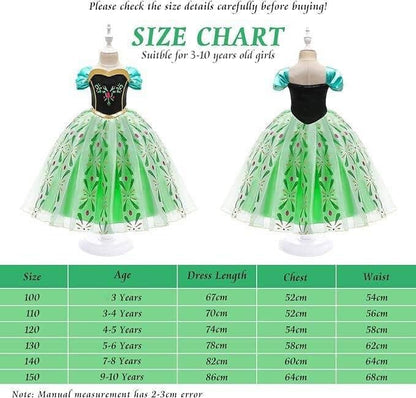 "URAQT Girl Costume Dress, Kids Princess Costume for Carnival Party Cosplay Disguise Halloween Celebration Birthday, with Accessories Crown Wand, 130CM"