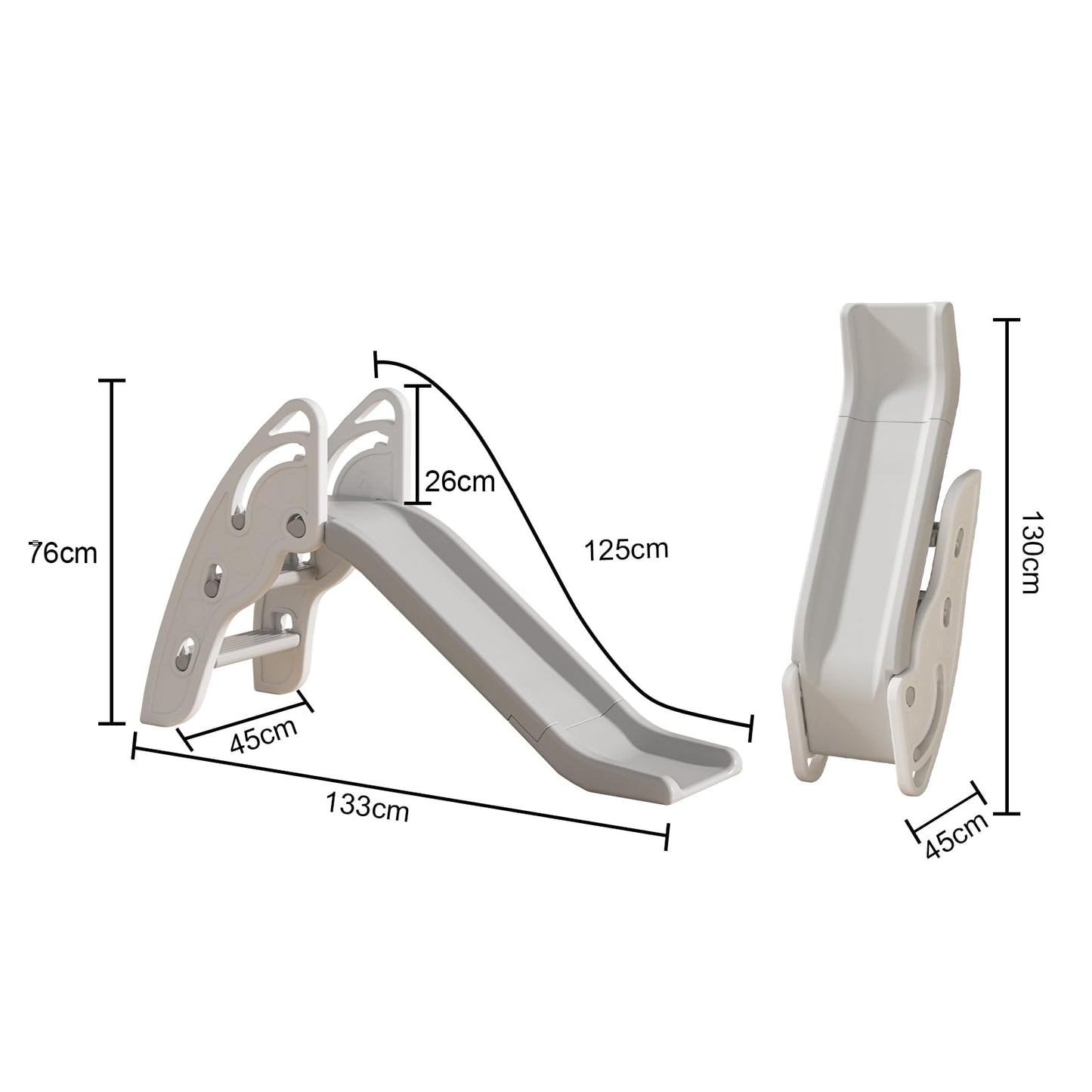 Gupamiga Slide Outdoor and Indoor for Kids with Handles, Extra Long Slide Slope and Non-Slip Stairs, High Strength, Easy Assembly and Foldable, Children's Slide for Ages 3+ (white)