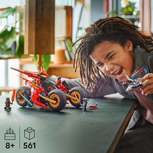 LEGO NINJAGO Ninja Action Speeder - 3-in-1 toy with 2 Ninja bikes, 1 jet, and 6 minifigures, including Kai and Frak - Rise of the Dragons gift for boys aged 8 and up - 71844