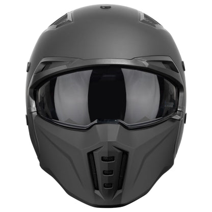 VINZ Shuto Jet helmet / Streetfighter helmet | ECE 22.06 approved | Scooter helmet with sun visor | Jet helmet with removable chin guard - Matte Black