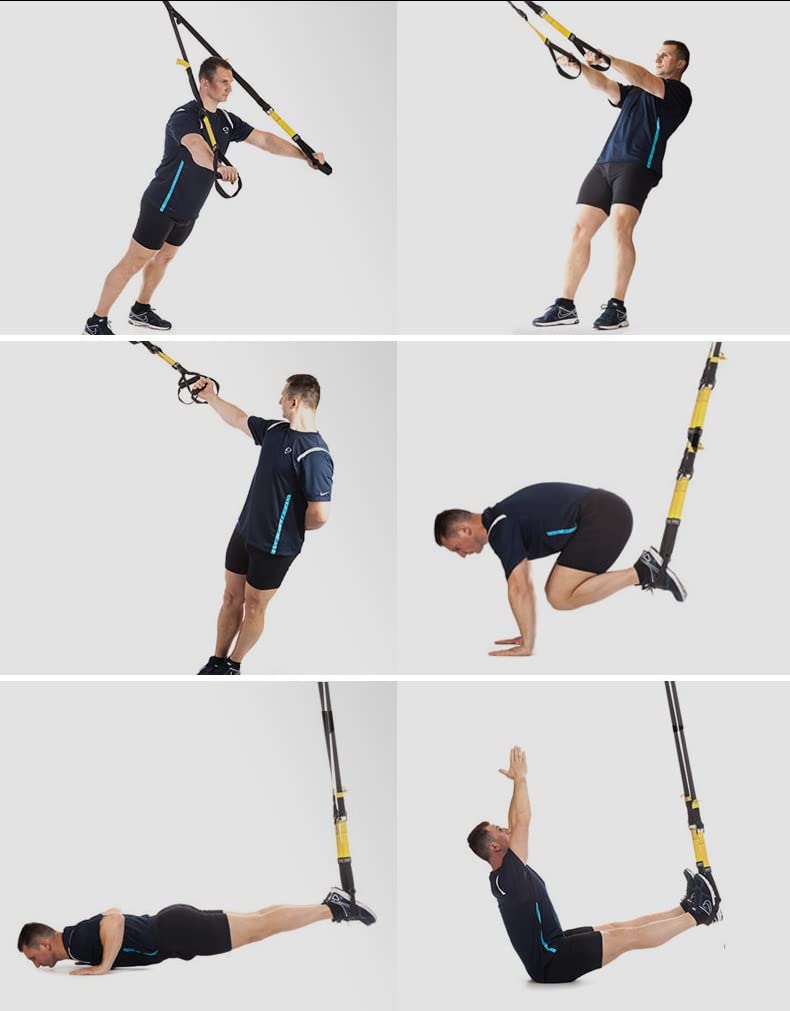 Pull-up bar for door frame - Heavy-duty pull-up bar [up to 200 KG] - Includes suspension trainer Professional training belt set - Fitness equipment for home Secure attachment without drilling.