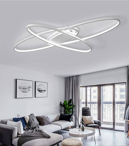 MQW LED Ceiling Light Dimmable Modern Ceiling Lamp Living Room Lamp Bedroom Lamp Ceiling with Remote Control 62W Interior Design Ceiling Lighting for Living Room Study Kitchen Office White, 130cm
