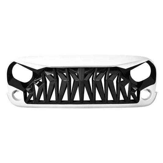 CStern Shark Style Front Grill Grille Grille Ventilation Grille Black-White compatible with JK 2007-2018