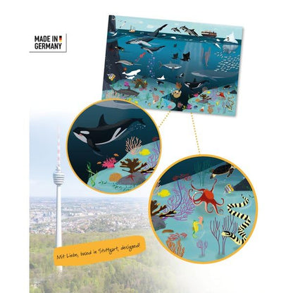 Close Up Underwater World Desk Pad for Kids | 60 x 40 cm | Wipeable, waterproof, tear-resistant | Detailed & lovingly designed image | Hand-drawn | Made in Germany