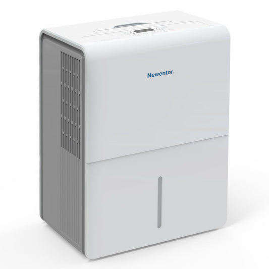 Newentor dehumidifier 25L/24h, for 215m³/80m² rooms - 3x noise reduction - 290W energy-saving chip - 10-year warranty - ideal for basement, bathroom - includes 1M drainage hose & removable filter, timer