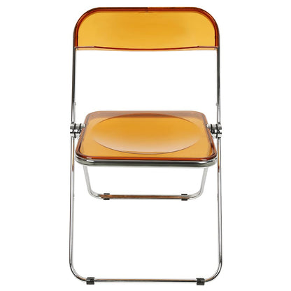 Willonin Transparent Folding Chair for Banquet Conference Party - Strong Sturdy Metal Frame Acrylic Balcony Sunbathing Durable And Lightweight (Yellow)