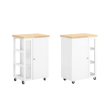 SoBuy rolling kitchen cart serving cart side table with 3 shelves kitchen cart for kitchen, living room, dining room white-natural BHT approx. 60x90x40cm FKW75-WN