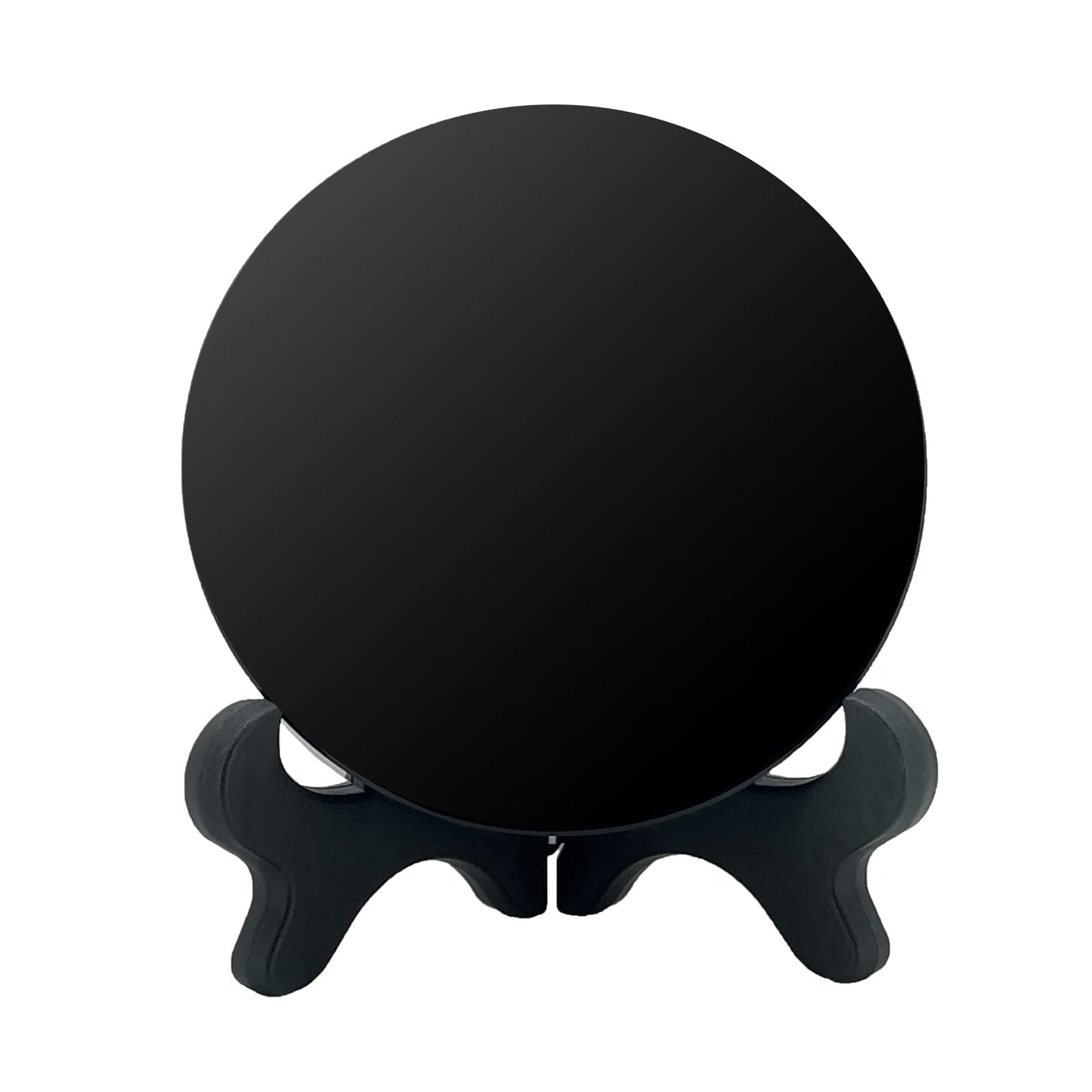 UGZDEA Black Obsidian Mirror, Black Obsidian Scrying Mirror For Home Decor - Yoga Meditation Energy Mirror With Stand (8cm)