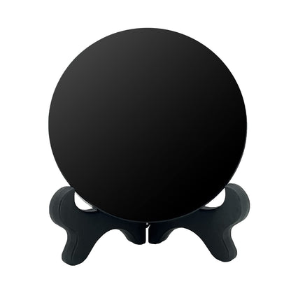 UGZDEA Black Obsidian Mirror, Black Obsidian Scrying Mirror For Home Decor - Yoga Meditation Energy Mirror With Stand (8cm)