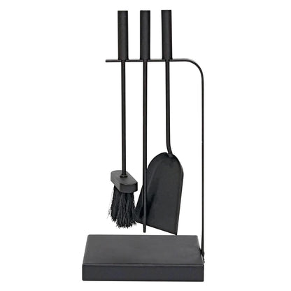 JVL Belmont modern fireplace tool set, Steel, black, 23 x 15 x 45 cm, 3 pieces