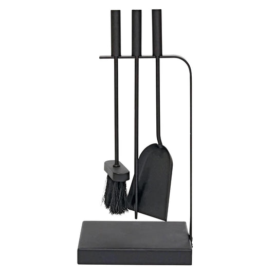 JVL Belmont modern fireplace tool set, Steel, black, 23 x 15 x 45 cm, 3 pieces