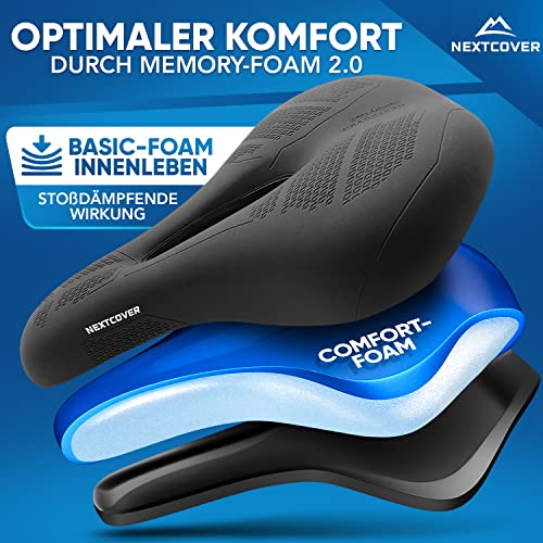NEXTCOVER® Bike Saddle - The Original - with Memory Foam 3.0 I maximum riding comfort I ergonomic bike saddle for women & men I comfortable men's saddle, soft women's bike saddle