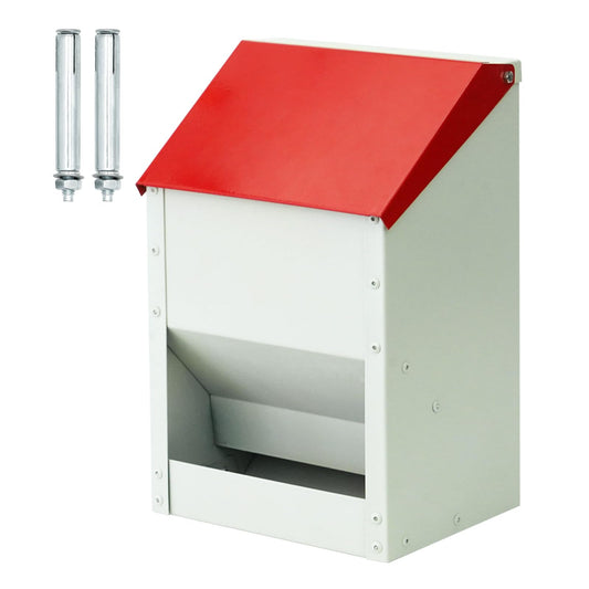 4.5 Kg Automatic Chicken Feeder Small metal feeder with lid Wall-mounted rat-proof chicken feeder for chicks, turkeys, goslings, ducklings, quails.