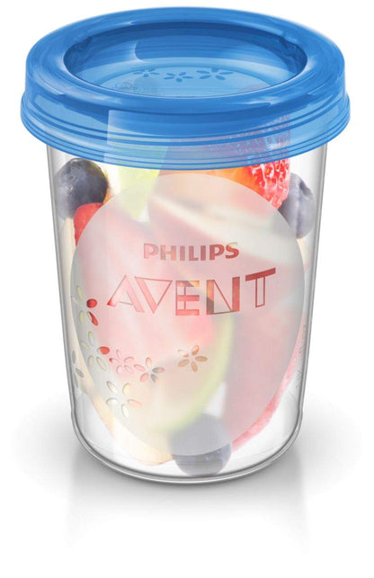Philips Avent 4-in-1 Baby Food Maker SCF883/01 comes with a 20-pack storage containers for baby food and spoons.