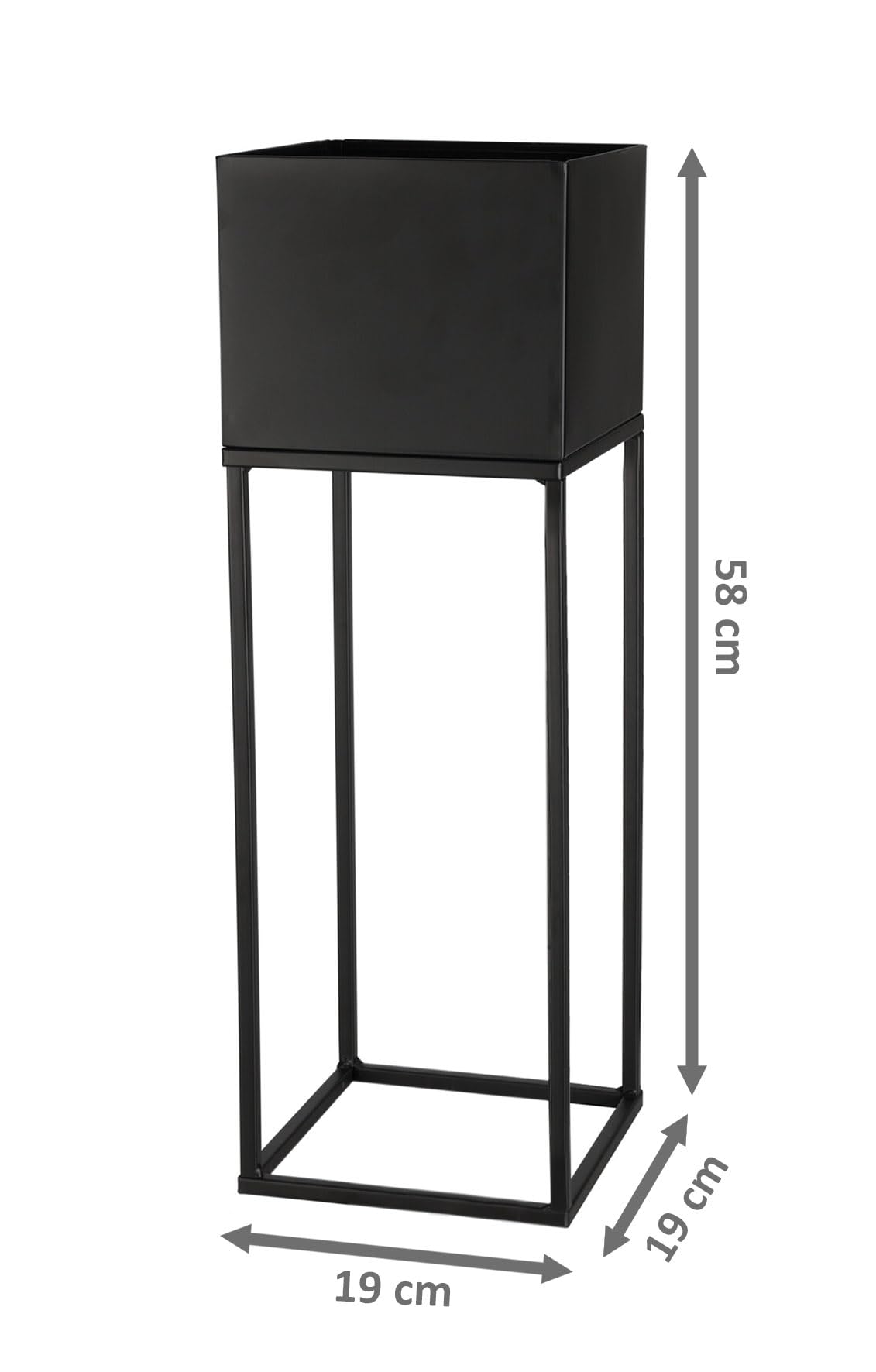 Spetebo Metal Flower Pot Stand 2 Piece Set in black for outdoors - 58/37 cm - Garden plant column with integrated planter - Flower stool flower ladder plant stand pot holder weatherproof.