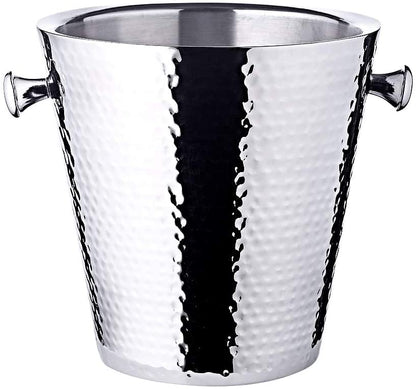 EDZARD Champagne Cooler Valencia, hammered, with stand, stainless steel, with handles, for 1 bottle - beverage cooler, bottle cooler, wine cooler, champagne cooler, ice bucket