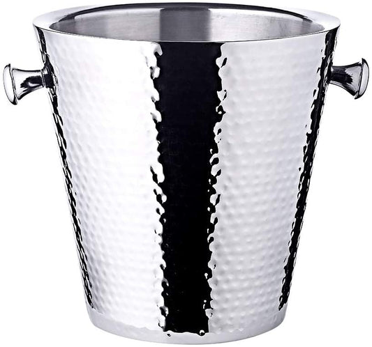 EDZARD Champagne Cooler Valencia, hammered, with stand, stainless steel, with handles, for 1 bottle - beverage cooler, bottle cooler, wine cooler, champagne cooler, ice bucket
