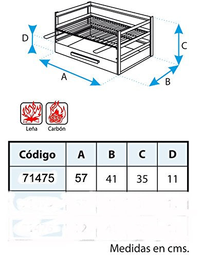 Imex El Zorro 71475.0 Grill drawer with galvanized grill, black, 57 x 41 x 35 cm.