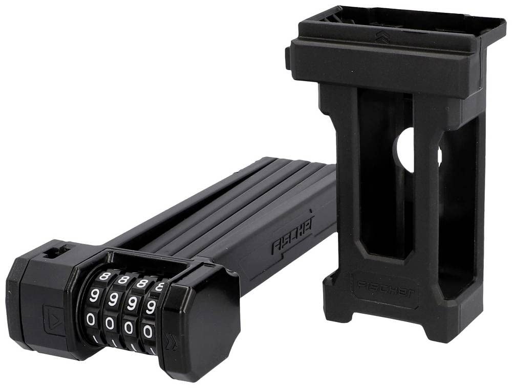 FISCHER folding lock bike Protec FN85, 4-digit number combination with 10,000 different combinations, plastic-coated rods, including bracket