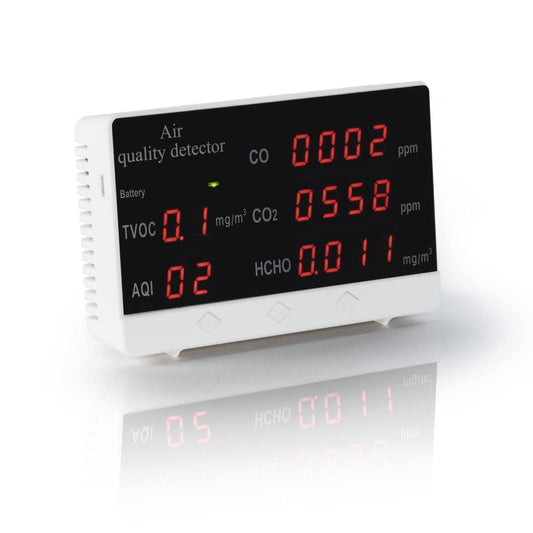 Hama CO2 monitor for monitoring air quality (CO2 traffic light, air quality monitor for home, office, and on the go, air quality monitor with display of CO2, HCHO, TVOC, and Air Quality Index AQI)