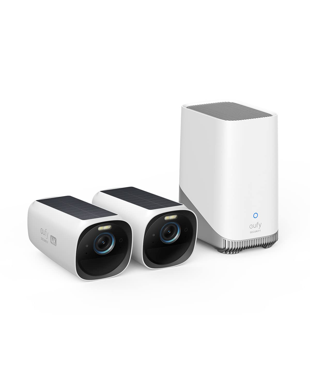 eufy Security S330 eufyCam 3, outdoor surveillance camera, 4K wireless solar surveillance camera 2+1 with facial recognition AI, colorful night vision, expandable storage up to 16TB, free usage fees.