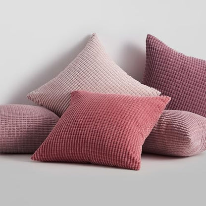 Topfinel 50x50 Pink Pillowcase 4 Pack Corduroy Gradients Throw Pillow Covers Cushion Cover Decorative Sofa Couch Pillow Case for Living Room Bedroom Balcony Kids Cozy