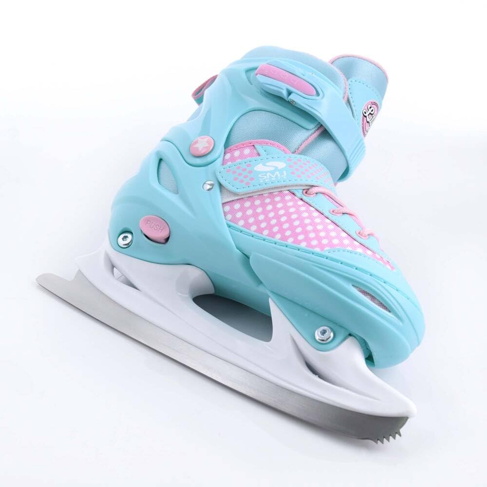 SMJ Lily Kids Girls Set 2in1 Inline Skates/Ice Skates ADJUSTABLE | ABEC-7 Roller Skates | Inline skates convertible to ice skates | Turquoise/Pink (M (34-37))