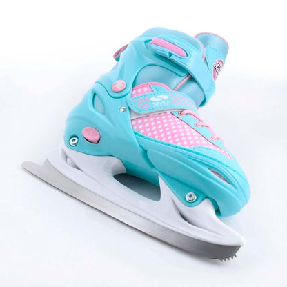 SMJ Lily Kids Girls Set 2in1 Inline Skates/Ice Skates ADJUSTABLE | ABEC-7 Roller Skates | Inline skates convertible to ice skates | Turquoise/Pink (M (34-37))