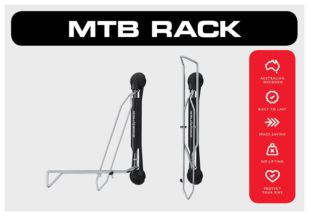 Steadyrack bike wall mount - Mountain Bike Rack - Vertical bike wall mount for storage solution in your home, garage, or bike park.