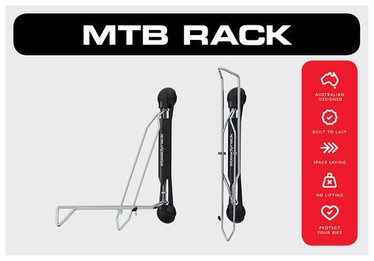 Steadyrack bike wall mount - Mountain Bike Rack - Vertical bike wall mount for storage solution in your home, garage, or bike park.